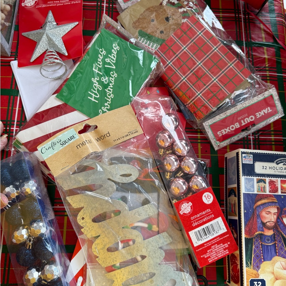 Crafting Square Holiday Decor Set with Silver and Red Accents